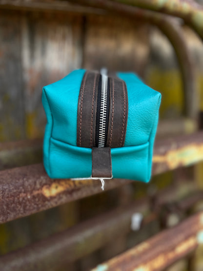 Teal Brown Dopp Bag