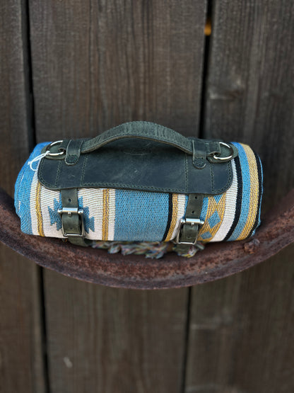 Dark Green Leather Blanket & Yoga Mat Carrier