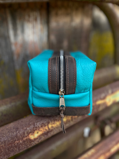 Teal Brown Dopp Bag