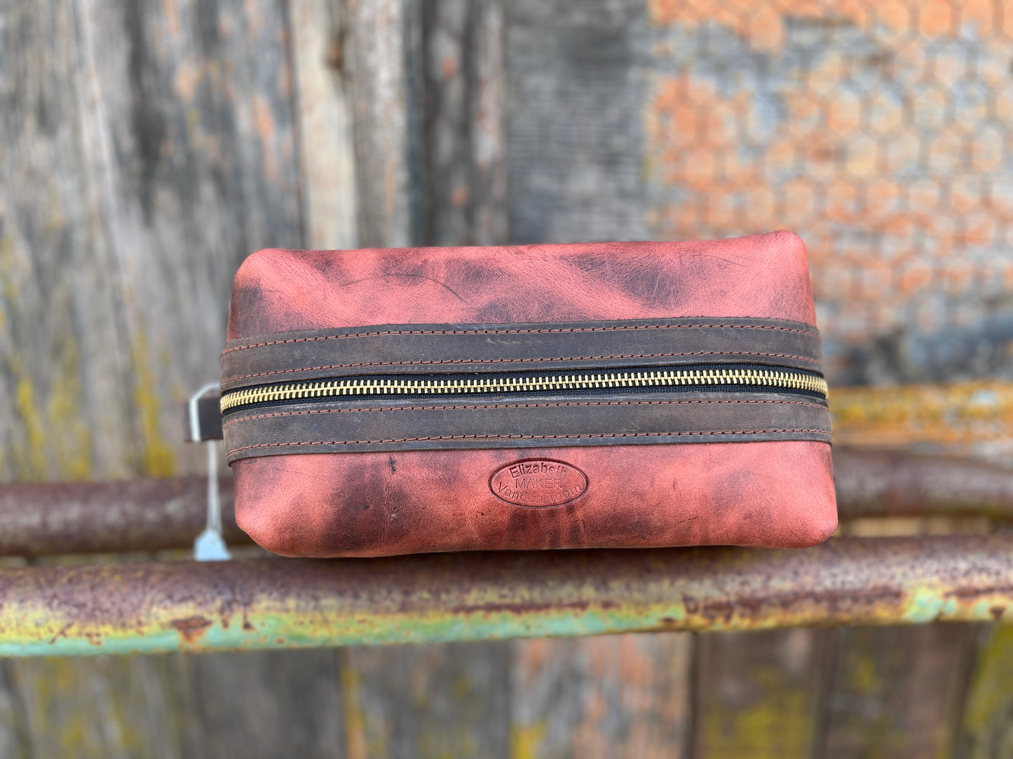 Red Patina Dopp Bag