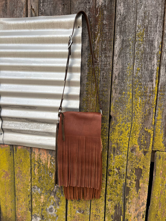 Burnt Carmel Fringe Purse