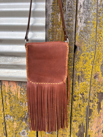 Burnt Carmel Fringe Purse