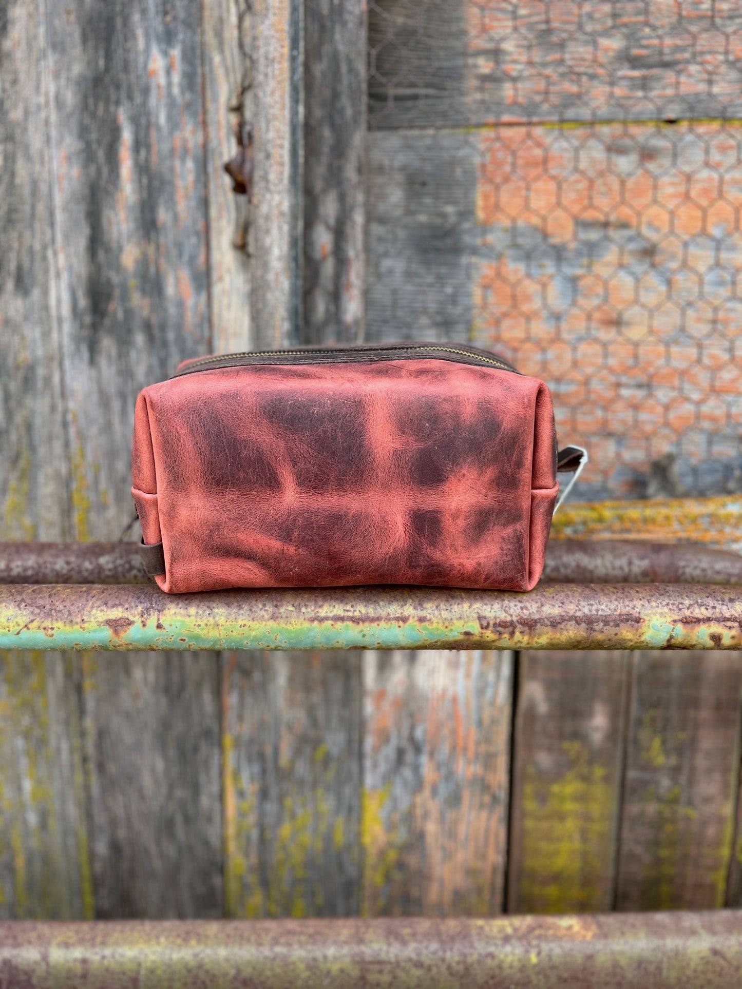 Red Patina Dopp Bag