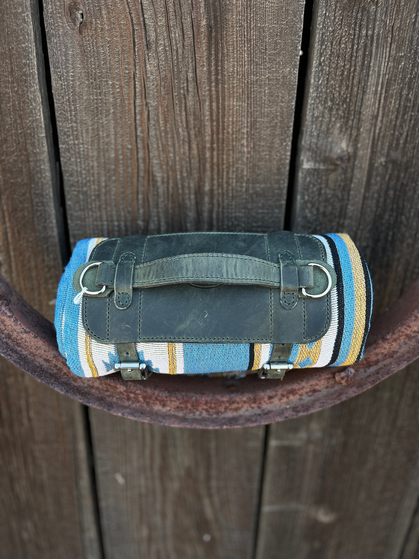 Dark Green Leather Blanket & Yoga Mat Carrier