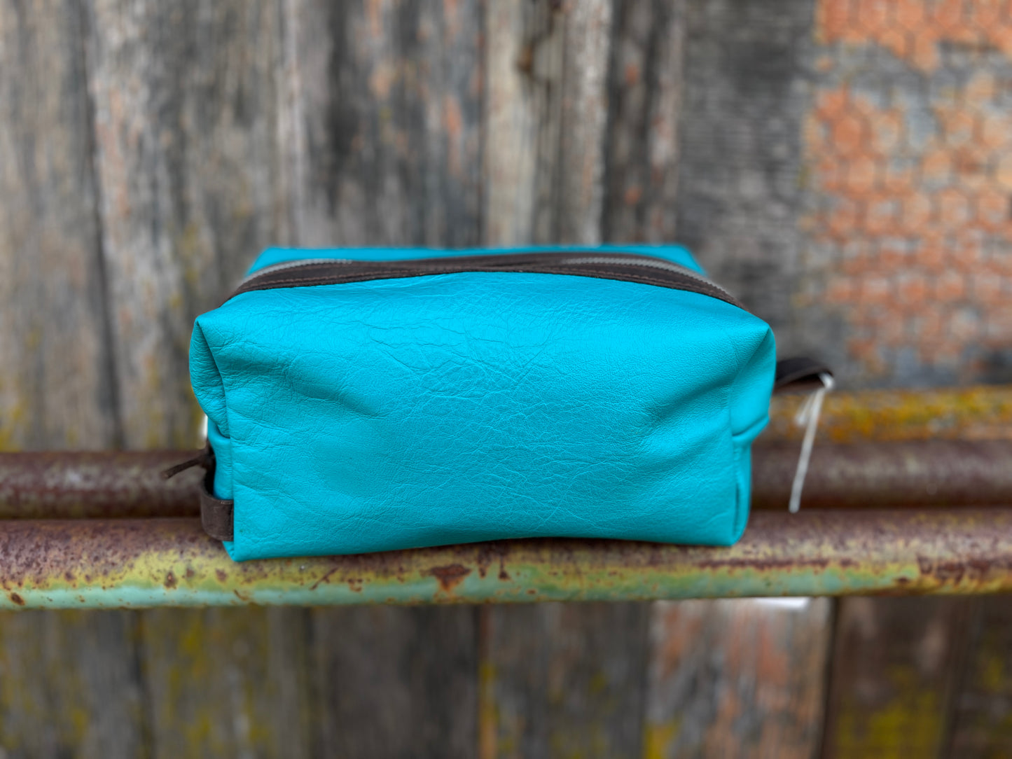 Teal Brown Dopp Bag