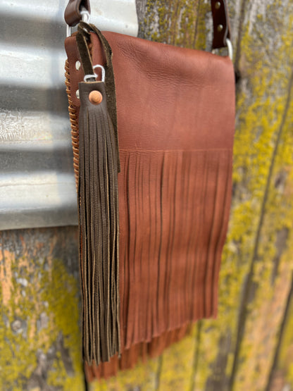 Burnt Carmel Fringe Purse