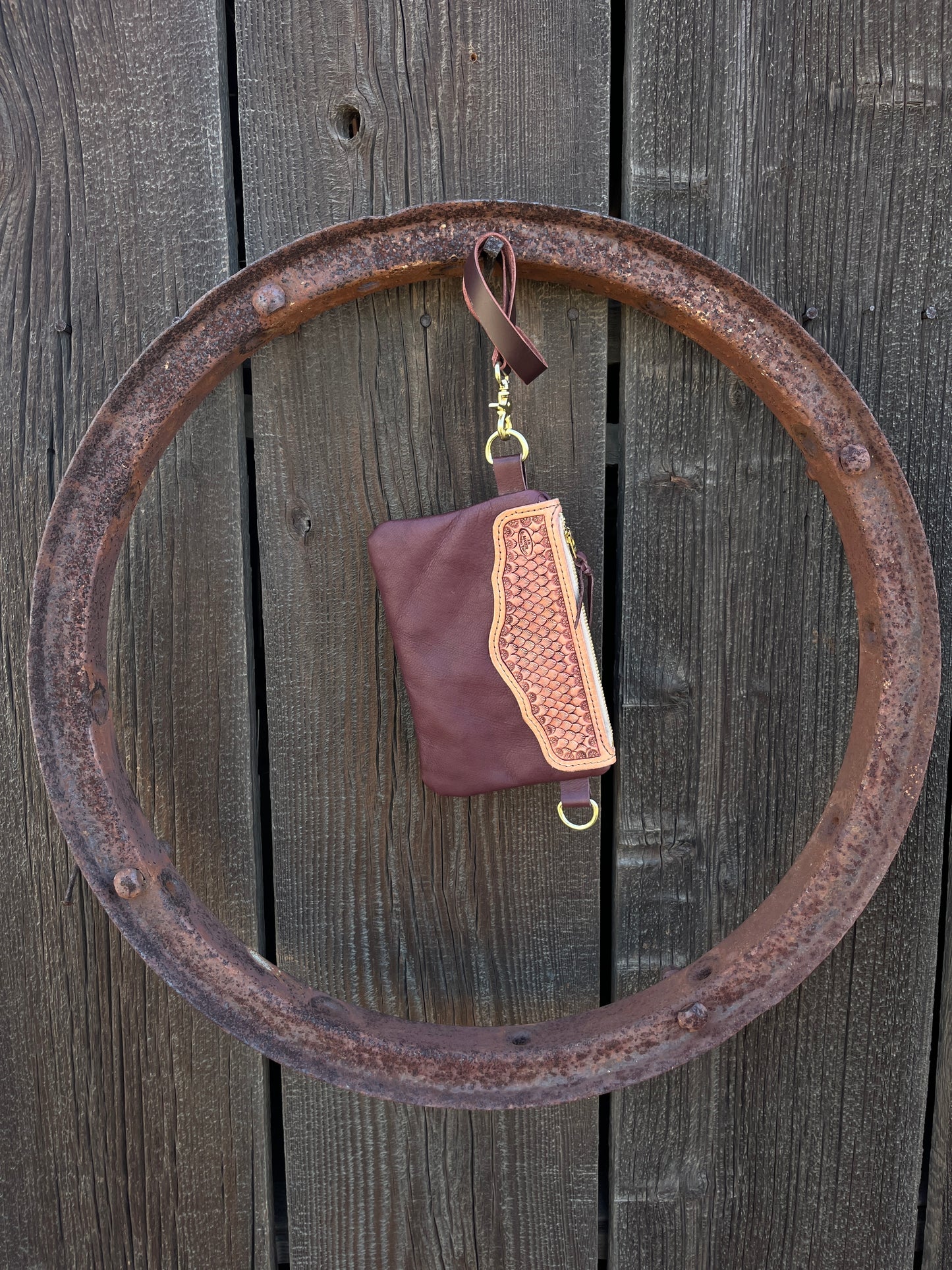 Tooled Burgandy Clutch