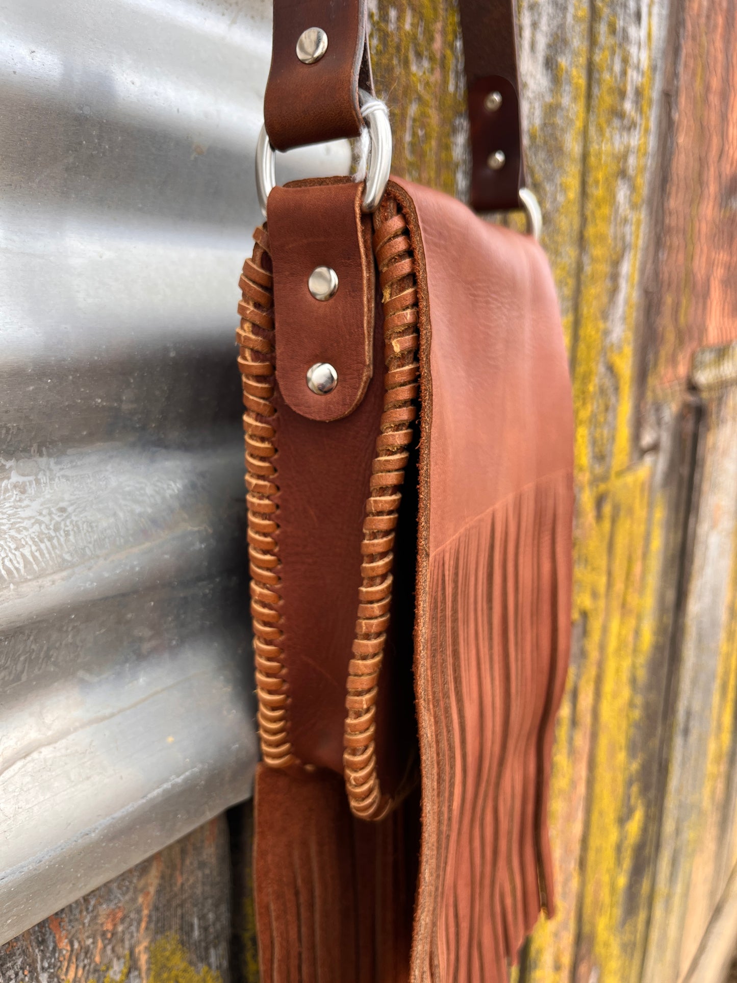 Burnt Carmel Fringe Purse